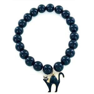 Black Cat Beaded Stretch Bracelet Halloween Familiar Witch New Avon